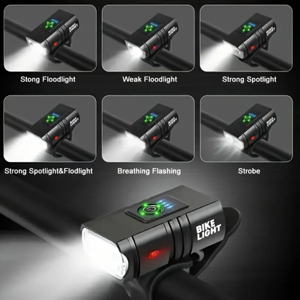 USB Rechargeable LED Bicycle Light With Power Display - Image 2