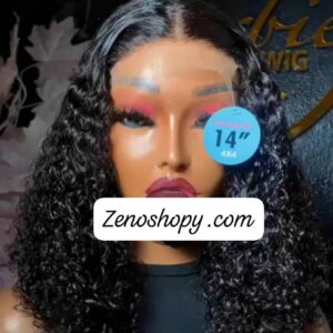 4*4 Closure double drawn human hair Jerry curl in natural colour