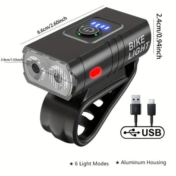 USB Rechargeable LED Bicycle Light With Power Display - Image 3
