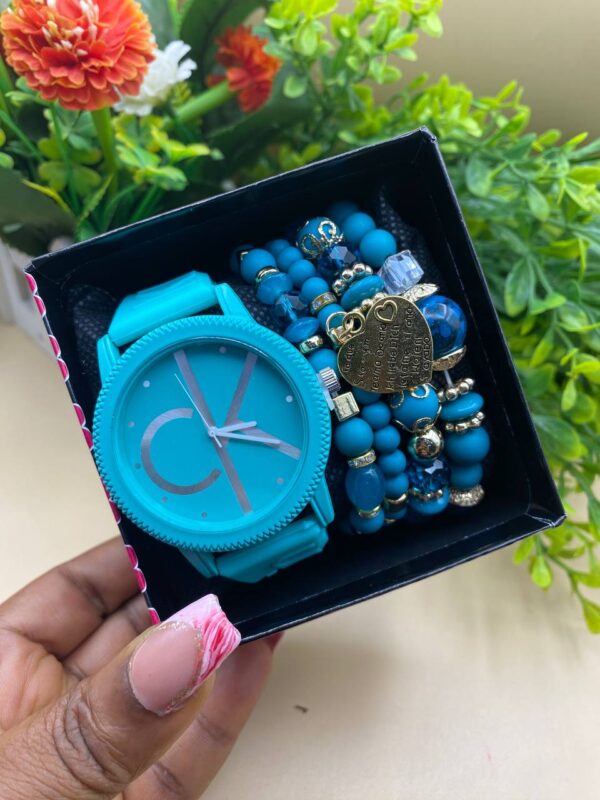 Ocean Glow Watch & Bracelet Set – Teal Blue Edition