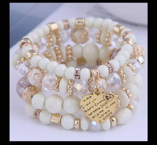 Luxe Dreams Beaded Bracelet Set - Gold & Crystal Elegance
