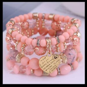 Blush Romance Beaded Bracelet Set - Pink & Gold Elegance