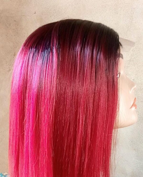 Bold Berry Straight Wig – Ombre Burgundy Edition - Image 4