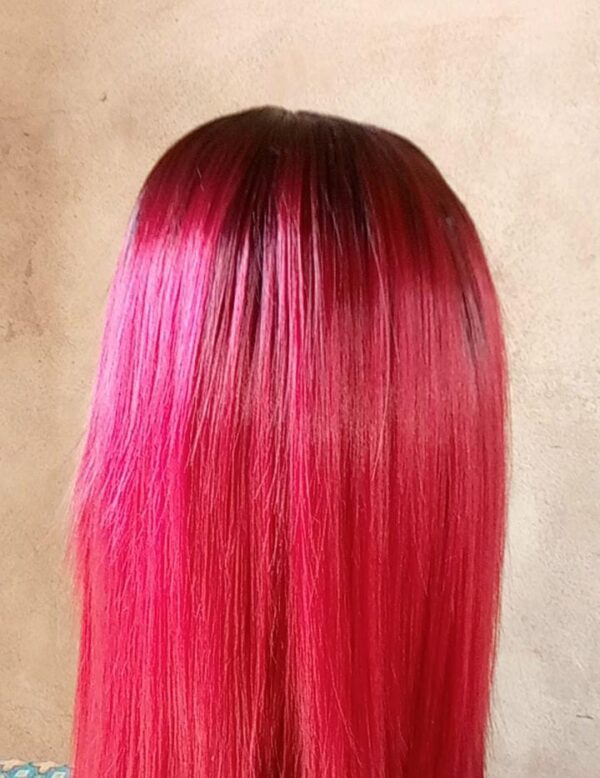 Bold Berry Straight Wig – Ombre Burgundy Edition - Image 3