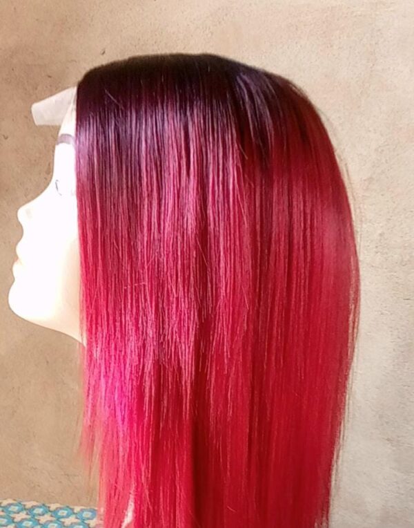 Bold Berry Straight Wig – Ombre Burgundy Edition - Image 2