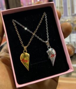 Heartbeat Love Pendant – Matching Couples Necklace Set