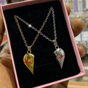 Heartbeat Love Pendant – Matching Couples Necklace Set